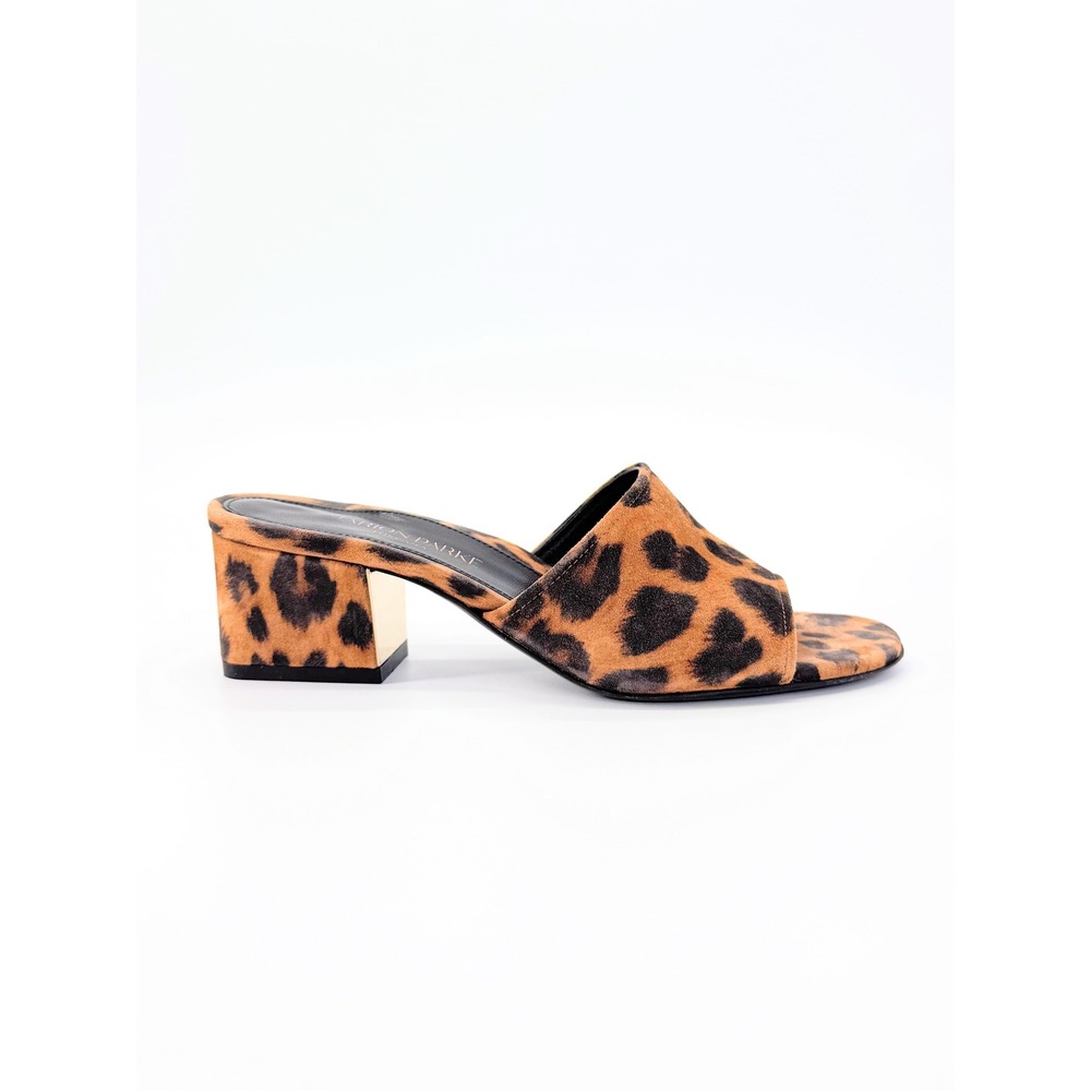 Marion Parke Toscana Slide Sandals Leopard Suede Block Heel 37 IT 7 US